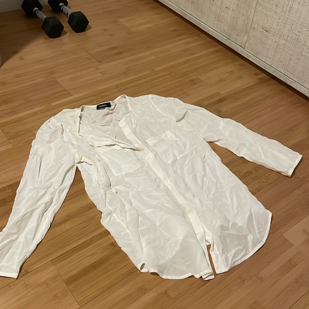 Max & co designer white poplin long sleeve button down shirt